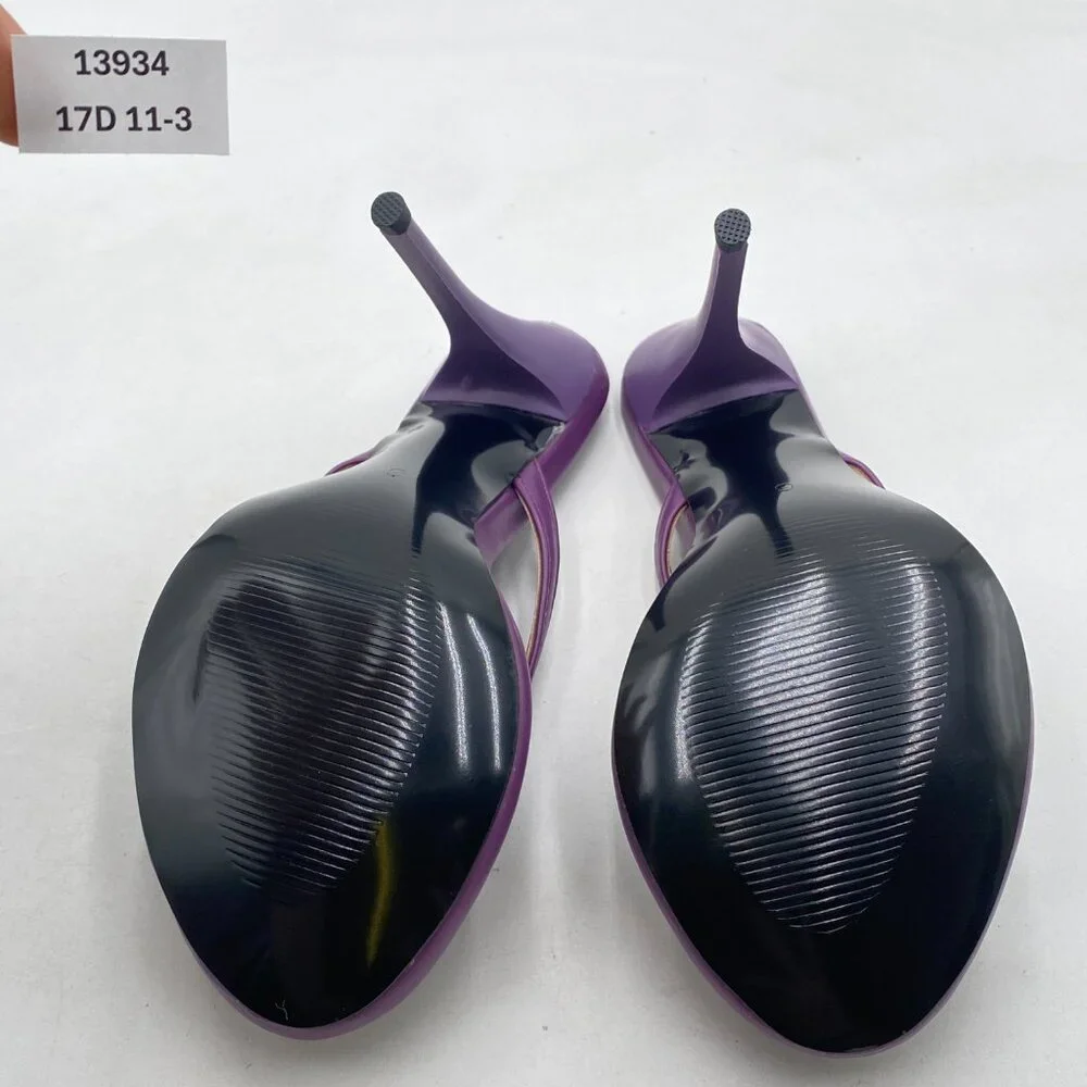 FSJ Purple Thong Flip Flops Stiletto High Heels Slip On Almond Toe Casual Sandal